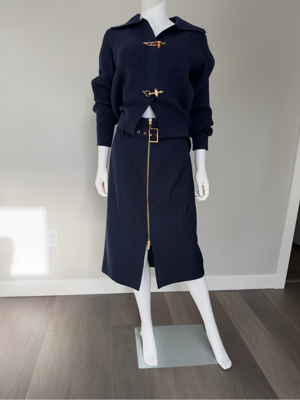 NEW Commense 2-Pce Navy Sweater and Midi Skirt Size XL NWOT